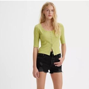 Levi’s black cut off jean shorts.